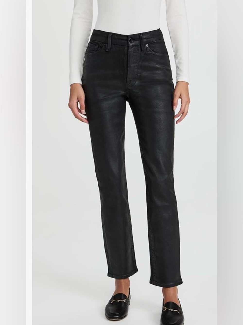 Good American Good Classic Coated Pants Black Size 8 / 29 New without Tags